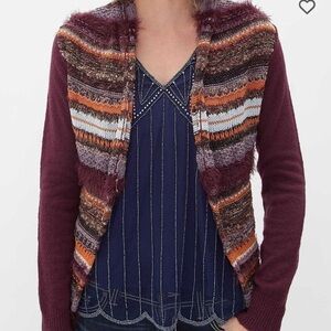 BKE Flyaway Eyelash Striped Cardigan Sweater Sz S